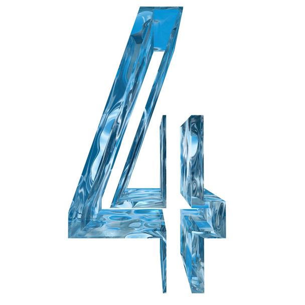 Cristal fresco azul decorativo conceptual de líquido congelado número 4, fuente de temporada de invierno
  - Foto, imagen