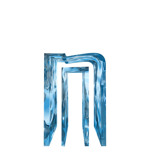 konzeptionelle dekorative blaue kühle Kristall gefrorenen flüssigen Buchstaben n, Winterschrift  - Foto, Bild