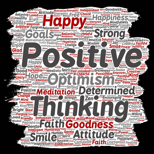 Conceptual positive thinking paint brush word cloud - Photo, Image