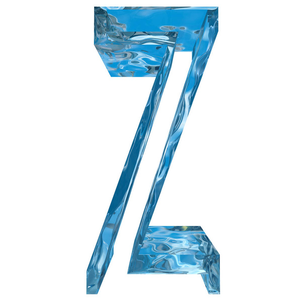 Koncepcyjne ozdobny niebieski kryształ fajne zamrożone płynne litera z, font sezon zimowy  - Zdjęcie, obraz