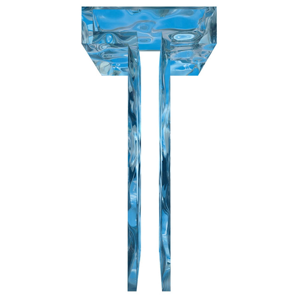 Conceptual decorative blue cool crystal of frozen liquid letter t , winter season font  - Photo, Image