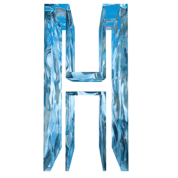 Fogalmi dekoratív kék hűvös kristály, fagyasztott folyékony levél h, téli szezon betűtípus  - Fotó, kép