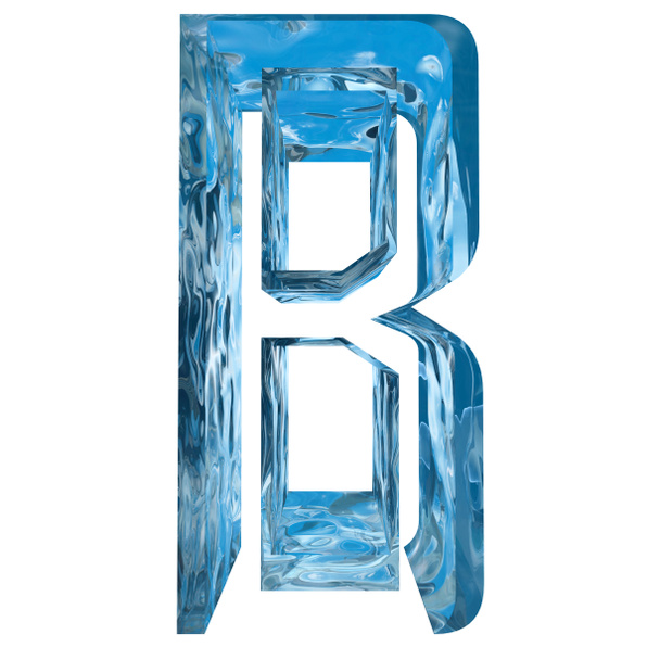 Conceptual decorative blue cool crystal of frozen liquid letter b, winter season font  - Photo, Image