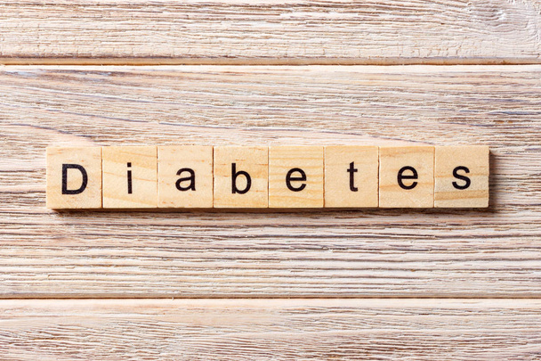 diabetes word written on wood block. diabetes text on table, concept - Foto, imagen