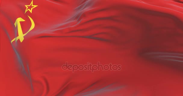 Bandera de la Unión Soviética ondeando al viento con el cielo azul, bucle
 - Imágenes, Vídeo