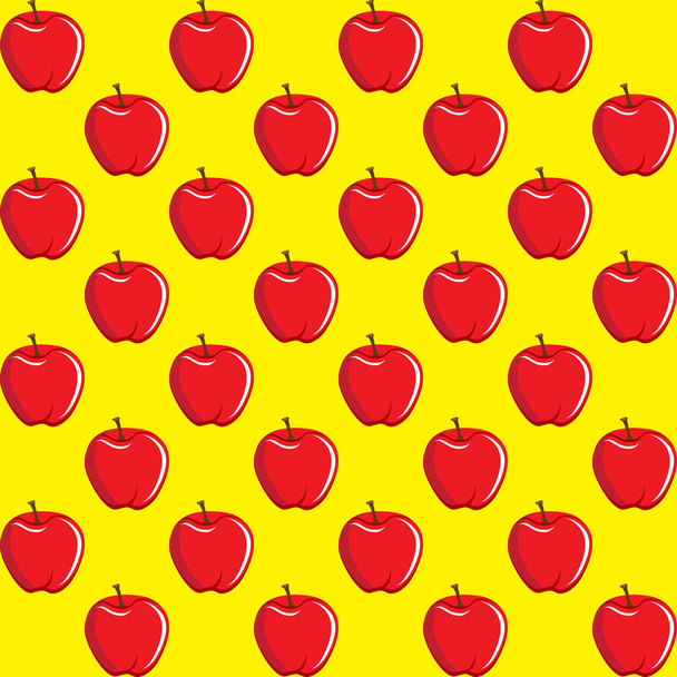 Apple fruit contour abstracte naadloze patroon op gele achtergrond. Beschikbaar in hoge resolutie jpeg in verschillende maten & bewerkbare EPS-bestand, kan worden gebruikt voor behang, patroon, web, blog, oppervlak, texturen, afbeelding & afdrukken. - Vector, afbeelding