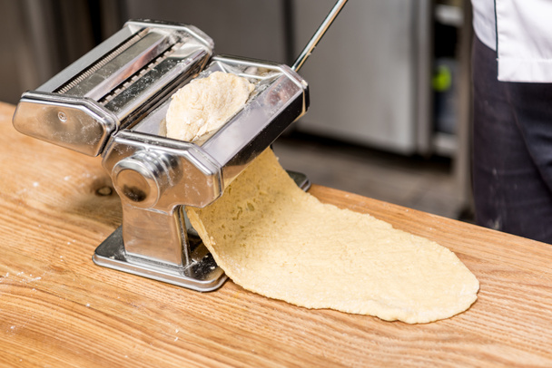 cropped image of chef preparing dough for pasta - Photo, Image