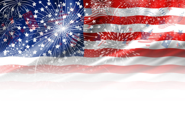 Firework design of USA flag on white background - Photo, Image