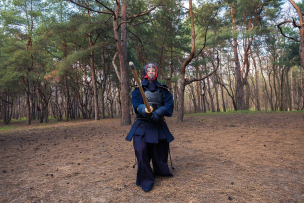 Man in traditional armor for kendo  - Foto, immagini