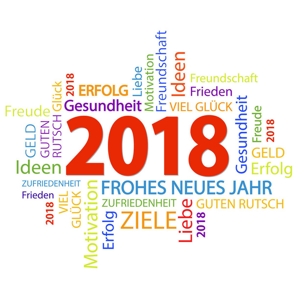 σύννεφο λέξεων με χαιρετισμούς νέο έτος 2018 - Διάνυσμα, εικόνα