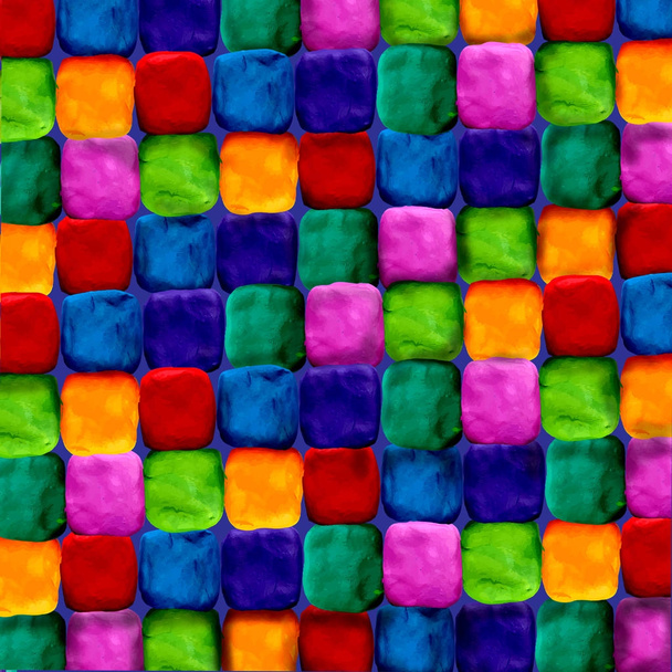 plasticine 3D colorful background with squares - 写真・画像