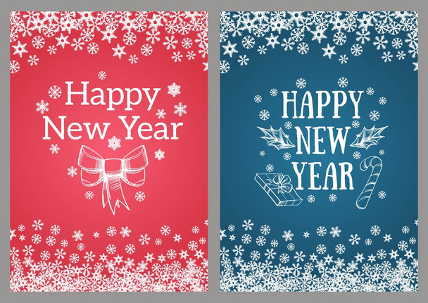 Happy New Year. Template for greeting cards, inviations, posters and more. - Vector, afbeelding
