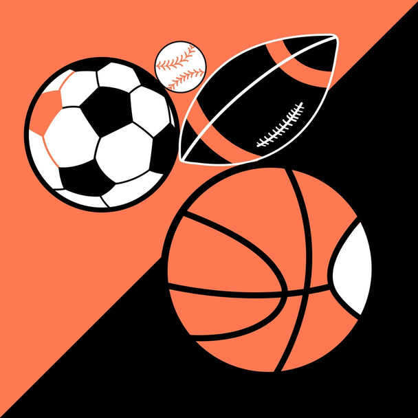 Vektor světlé plakát různých sportovních míčů  - Vektor, obrázek