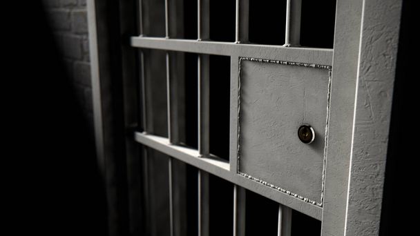 Puerta de celda de la cárcel y barras de hierro soldado
 - Foto, imagen