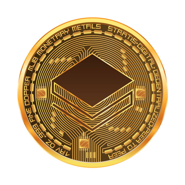 Crypto currency stratis golden symbol - Vektör, Görsel