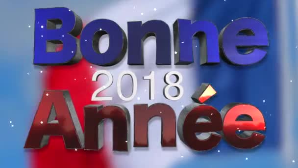Happy New Year 2018 3d Looping tekstanimatie in Franse taal - Bonne Anne - mooie teksteffect met vervaagde kleur Frankrijk vlag achtergrond - 4 k resolutie Ultra Hd - Video