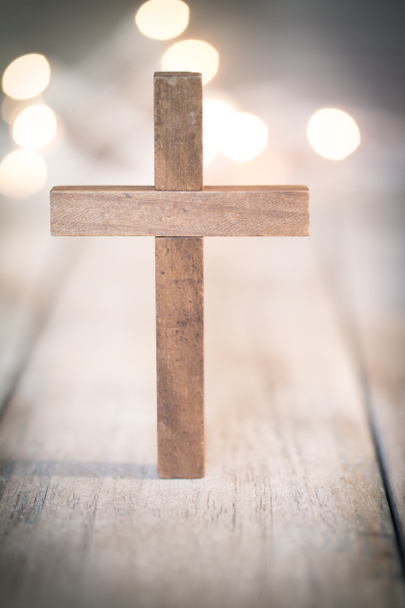 Vintage houten christelijke kruis Crucifix achtergrond - Foto, afbeelding