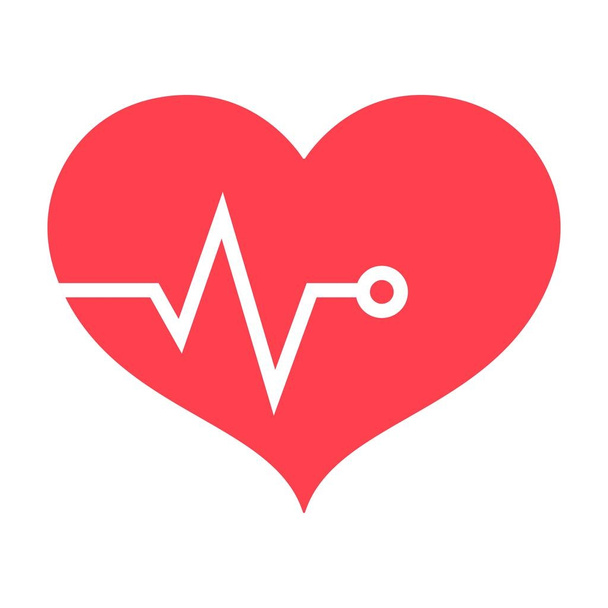 Heart pulse flat icon, fitness and sport, heartbeat sign vector graphics, a colorful solid pattern on a white background, eps 10. - Вектор, зображення