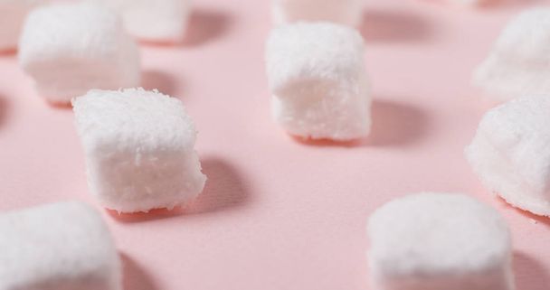 Marshmallow candies on pink background  - Photo, Image