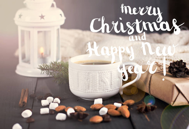 Festive Greeting Card Merry Christmas and Happy New Year - Fotó, kép