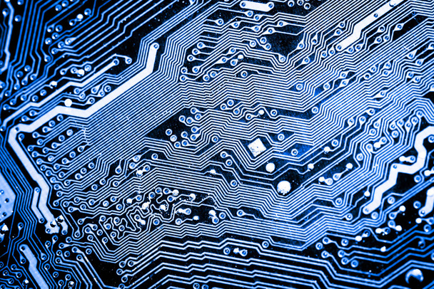 Abstract, close up van elektronische Mainboard achtergrond van de computer. (printplaat, cpu, Moederbord, Main board, systeemkaart, mobo) - Foto, afbeelding
