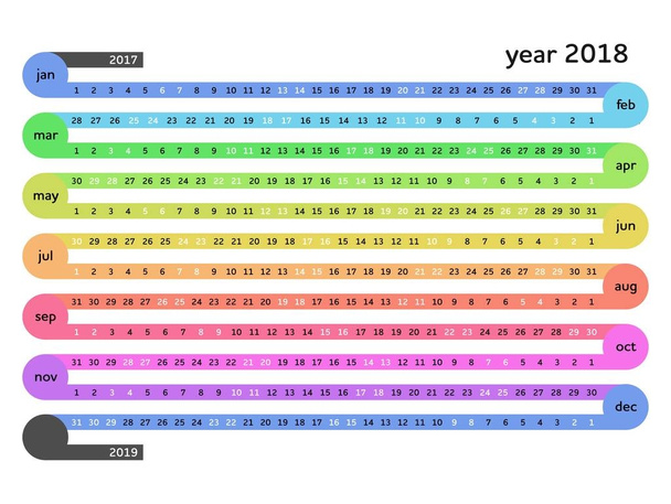 Αλυσίδα ημερολόγιο 2018 (αγγλική έκδοση ) - Διάνυσμα, εικόνα