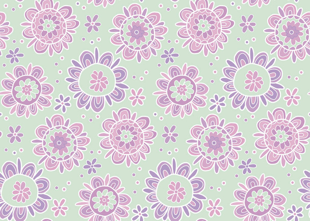 Concept abstract floral vector illustration. Stylized marigold flowers in pale pastel color. Seamless pattern.  - Вектор,изображение