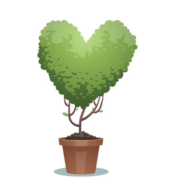 Green bonsai tree, heart - Вектор,изображение