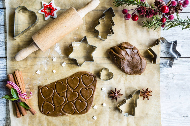 Christmas baking. Homemade Christmas gingerbread cookies. - Photo, Image