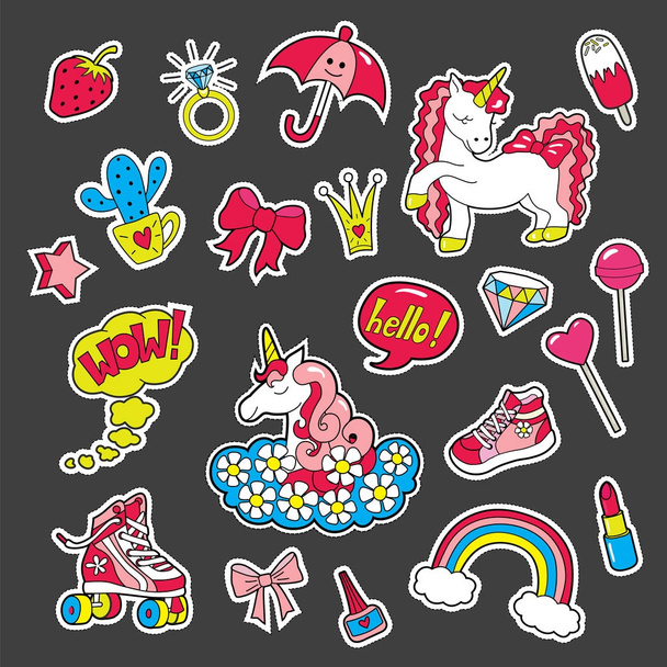 A set of stickers for girls by interests . Vector - Vector, Image