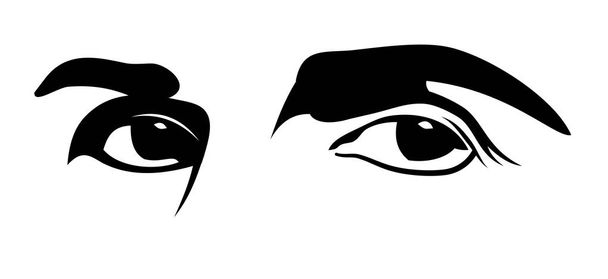 Gözleri ve kaşları, bir mürekkep çizim - Vektör, Görsel