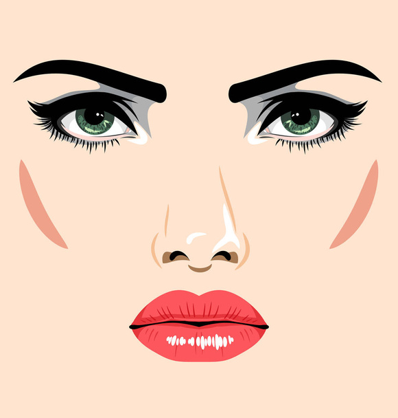 Kadınlar güzel, etkileyici yeşil gözleri - Vektör, Görsel