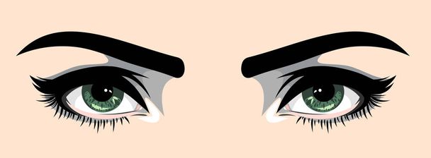 schöne, ausdrucksstarke grüne Augen Frauen - Vektor, Bild