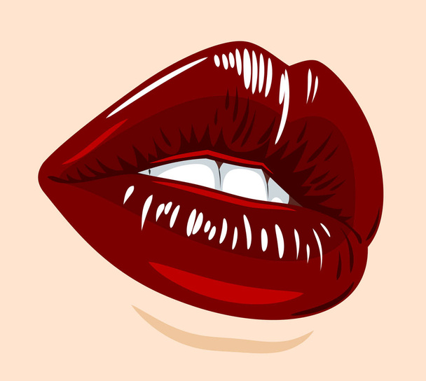 prachtige, sensuele, vrouwelijke lippen - Vector, afbeelding