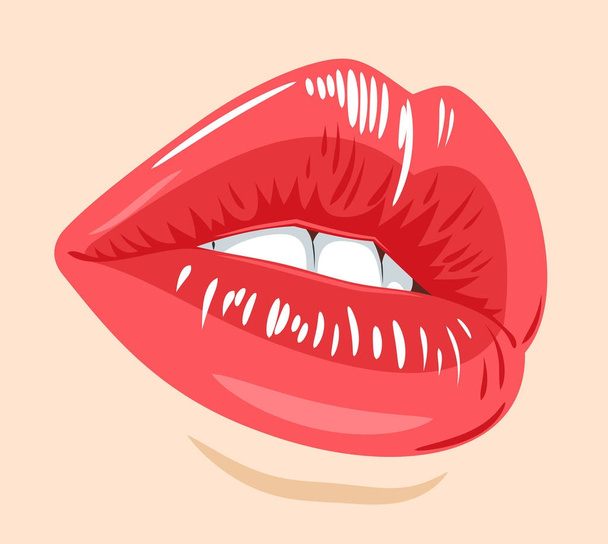 όμορφη, αισθησιακή γυναικεία χείλη - Διάνυσμα, εικόνα