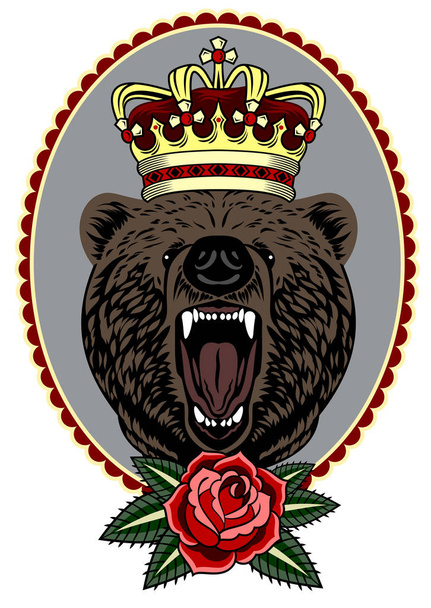 Портрет рычащего медведя в стиле татуировки старой школы
 - Вектор,изображение