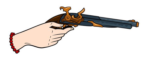 Hand holding a revolver - Vector, Image