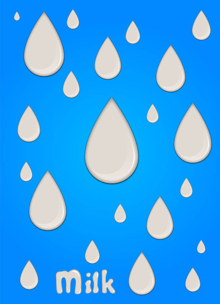 Realistic milk drop, splashes, liquid isolated on blue background. vector illustration - ベクター画像