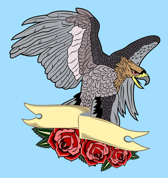 Images of an eagle in an old school tattoo style - Vecteur, image