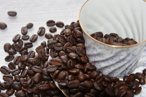 coffee beans on a red background - Photo, Image