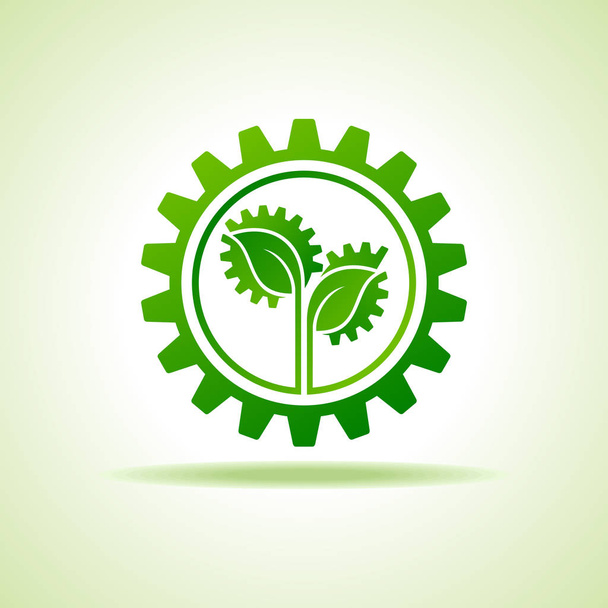 Save Nature and go green concept with eco gear - Vector, Imagen