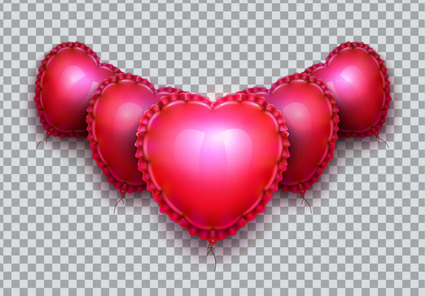 Realistic air balloons in shape of elegant heart - Wektor, obraz