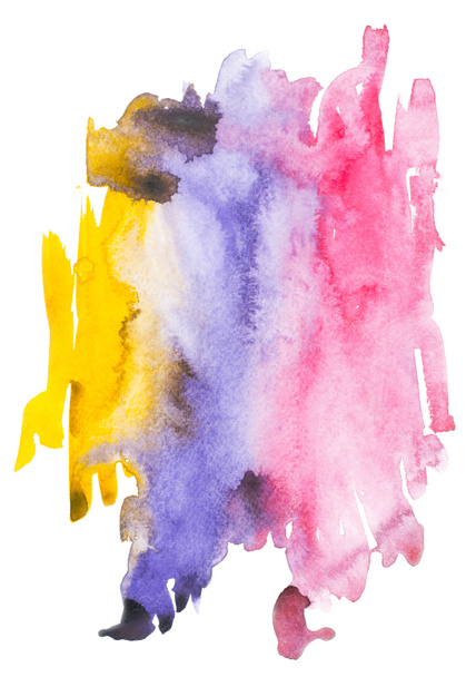 Abstract painting with colorful watercolour paint blots and strokes on white  - Zdjęcie, obraz