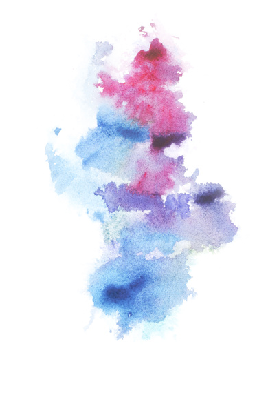 Abstract painting with bright colorful watercolour paint blots and spots on white  - Fotoğraf, Görsel