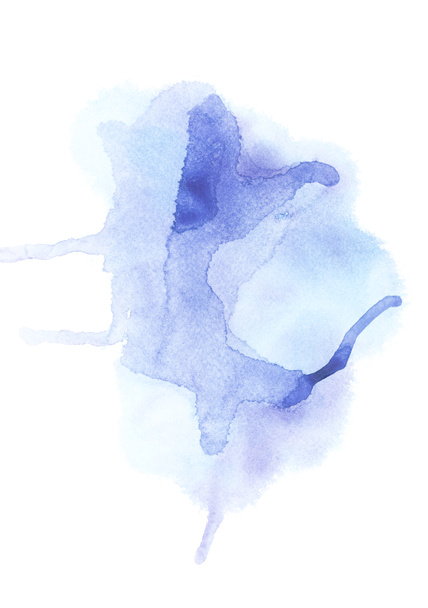 Pintura abstracta con manchas de pintura de acuarela azul sobre blanco
   - Foto, Imagen