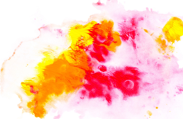 Abstract painting with bright colorful watercolor paint blots on white  - Foto, Imagem