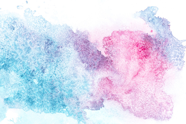 Peinture abstraite avec des taches de peinture rose et bleue sur blanc
   - Photo, image