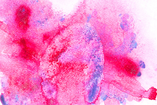 Abstract painting with pink and blue paint blots on white   - Valokuva, kuva