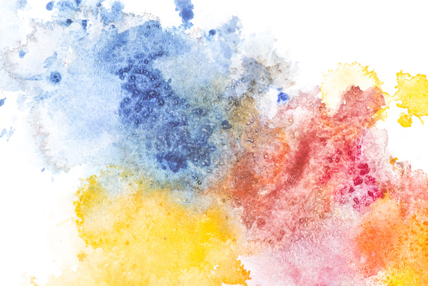 Αφηρημένη ζωγραφική με πολύχρωμα χρώματα κηλίδες σε λευκό  - Φωτογραφία, εικόνα