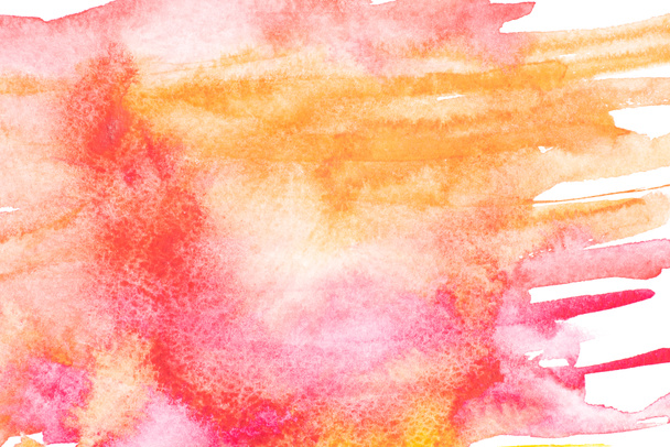 Abstract painting with bright red, pink and orange paint strokes on white  - Photo, image